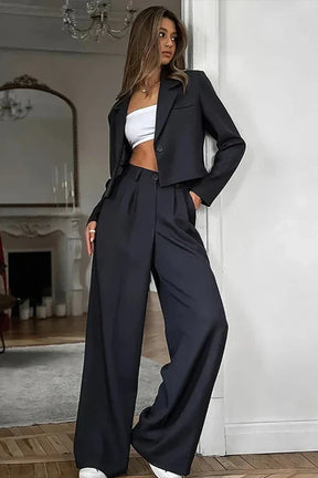 Autumn Winter Solid Office Pants Set