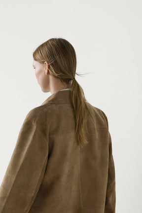 Split Suede Leather Jacket With Pocket