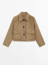 Split Suede Leather Jacket With Pocket