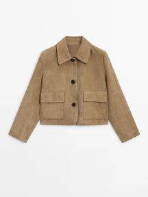 Split Suede Leather Jacket With Pocket