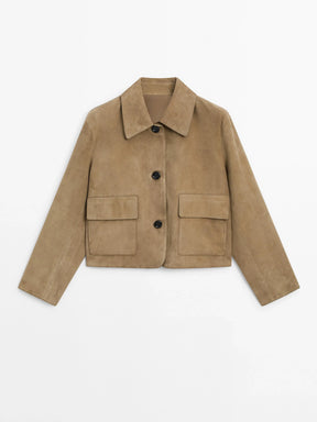 Split Suede Leather Jacket With Pocket