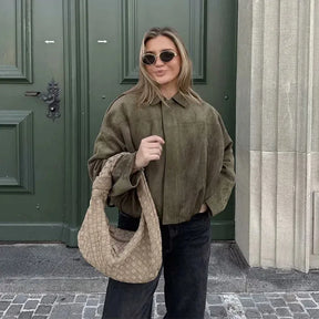 Vintage Suede Bomber Jacket Olivia