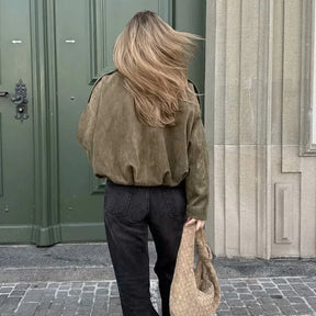 Vintage Suede Bomber Jacket Olivia