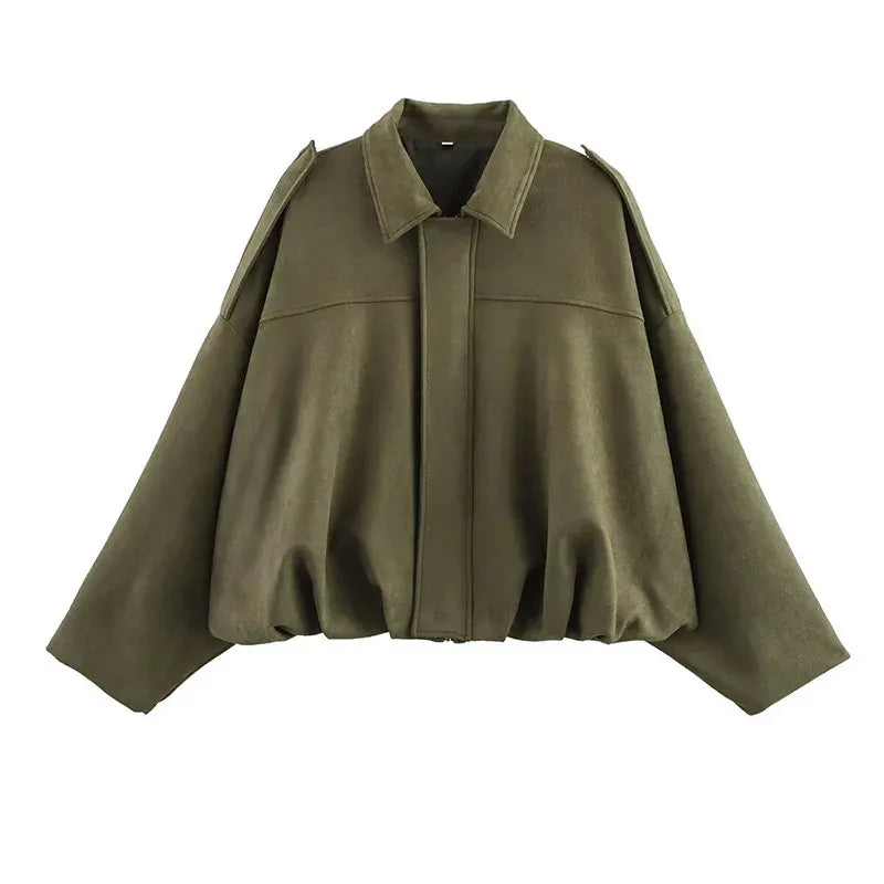Vintage Suede Bomber Jacket Olivia