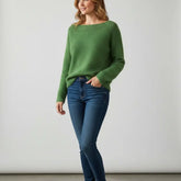 Boat Neck Fluffy Knit Jumper