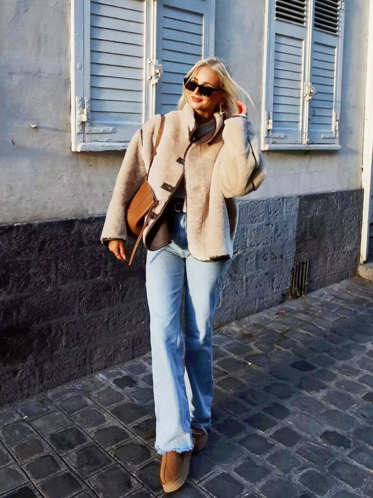 Contrast Trim Borg Jacket