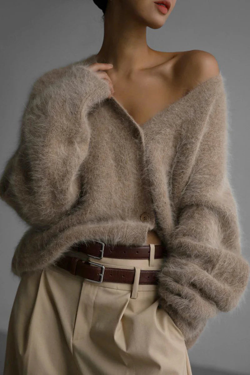 Fluffy V-Neck Cardigan