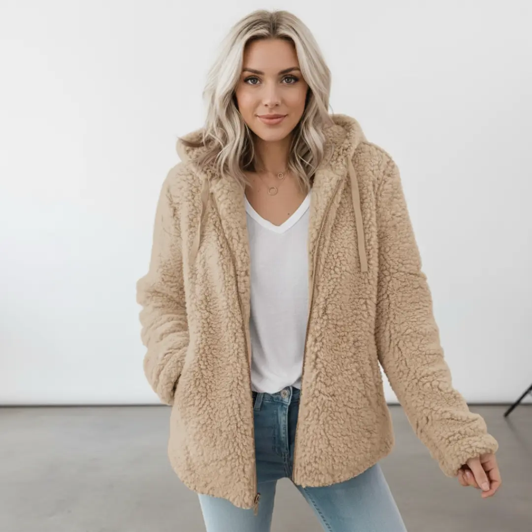 Longline Hooded Teddy Jacket