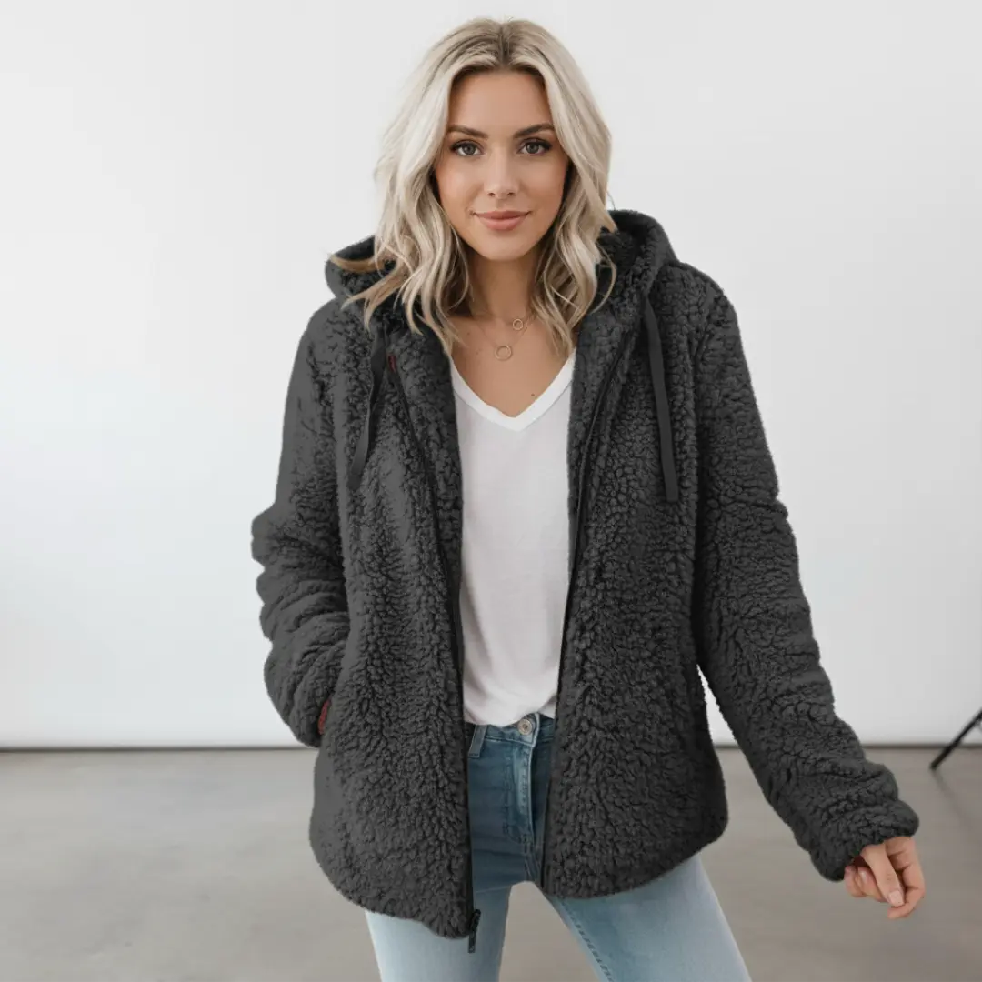 Longline Hooded Teddy Jacket