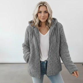 Longline Hooded Teddy Jacket