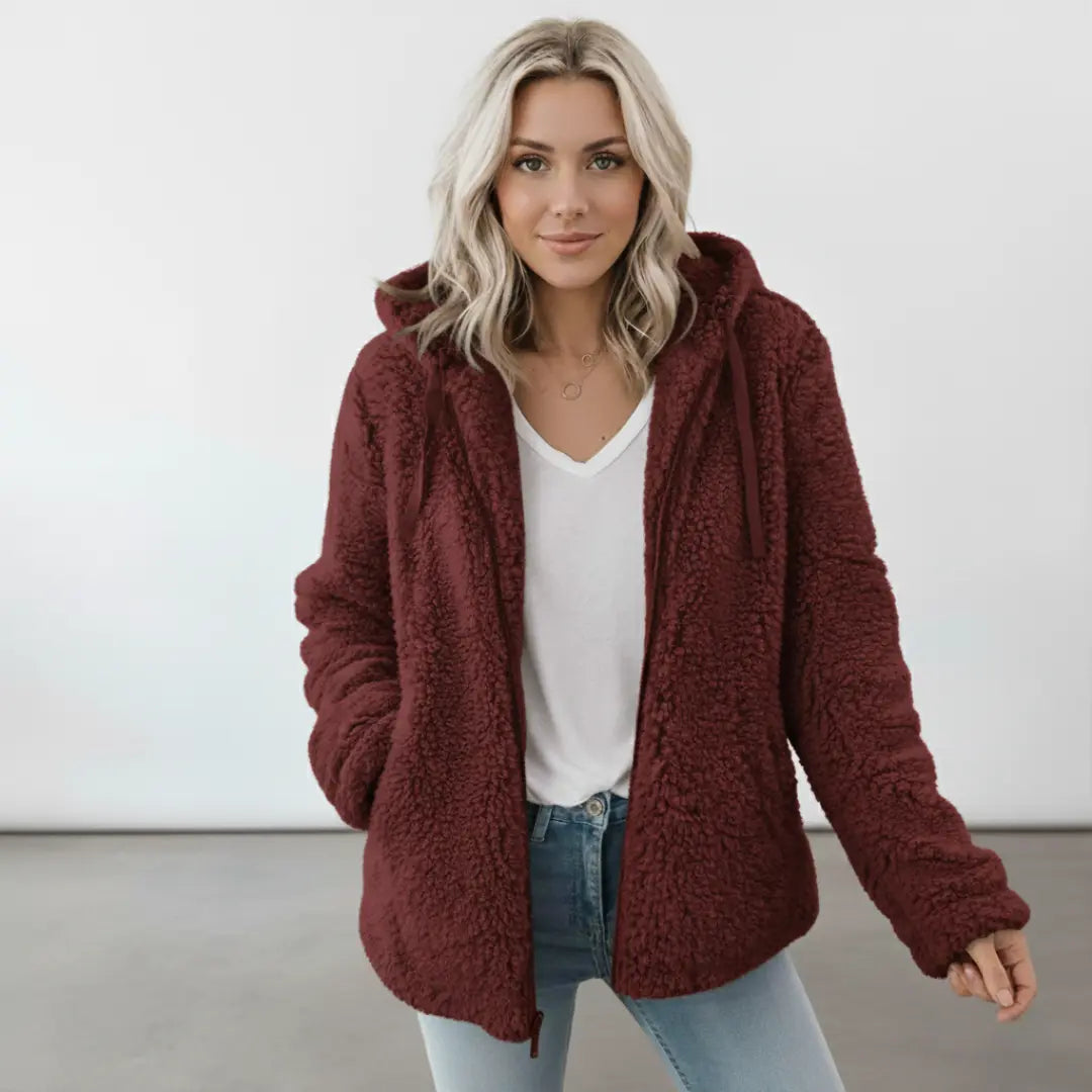 Longline Hooded Teddy Jacket