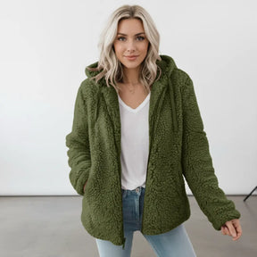 Longline Hooded Teddy Jacket