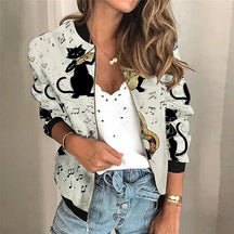 Printed Zip-Up Bomber Jacket