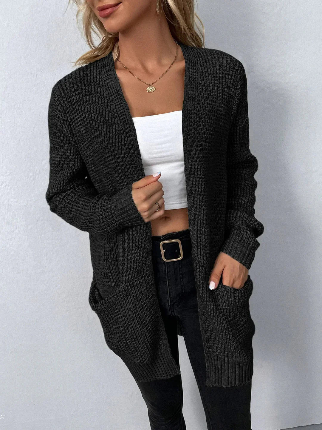 Waffle Knit Longline Cardigan